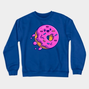 Cute Doughnut Flying Cartoon Crewneck Sweatshirt